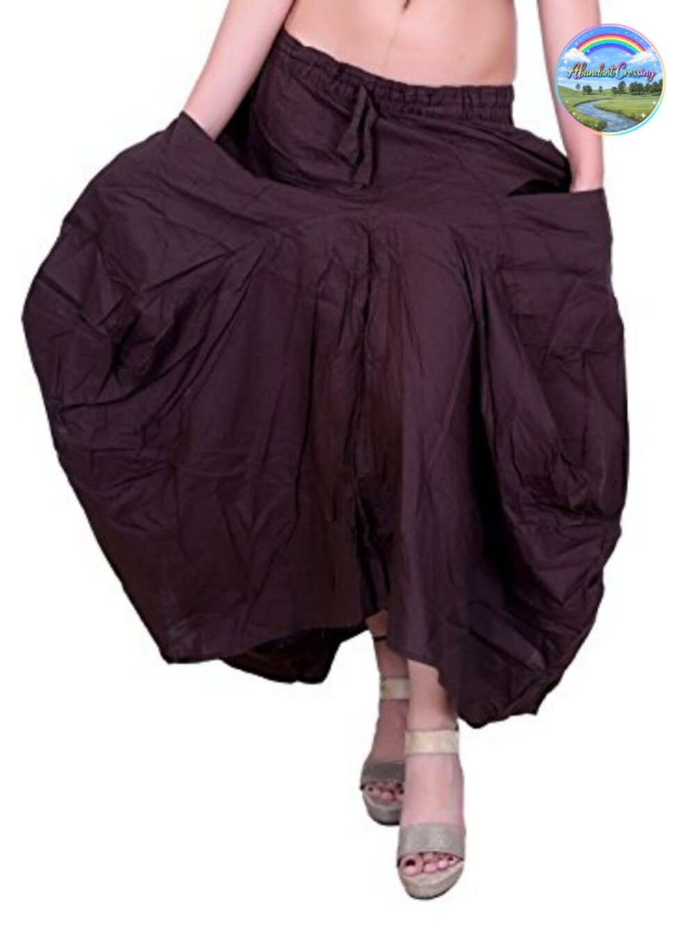 Women's Cotton Solid Pockets Skirt Hippie Afghani Ethnic Casual